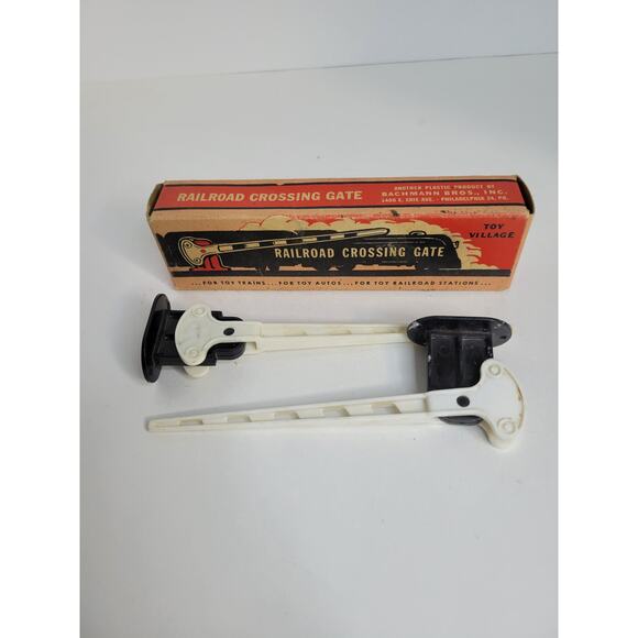 Vintage Toy Village Railroad Crossing Gate Model Train Toy Cars Railroad Station - Picture 1 of 7